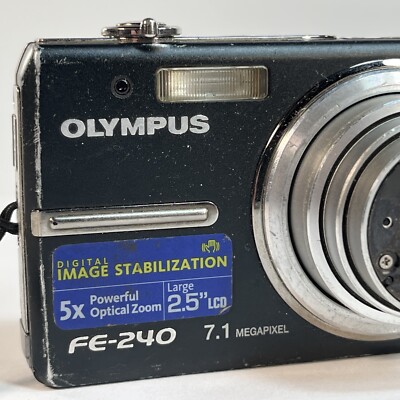 Olympus Stylus FE-240 7MP Digital Camera - Black- W/ Battery NO