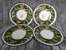 Royal Gallery Platinum Buffet Christmas Wreath 9 inch Plate Set Of 4 CF