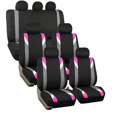 Premium Modernistic Pink Black Auto Car Suv Seat Covers 3 Row Set Premium Modernistic Pink Black Auto Car Suv Seat Covers 3 Row Set