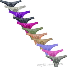 Men's Cheeky Briefs Underwear Gloss Bikini Briefs Low-rise 1/2 Hip Booty Panties