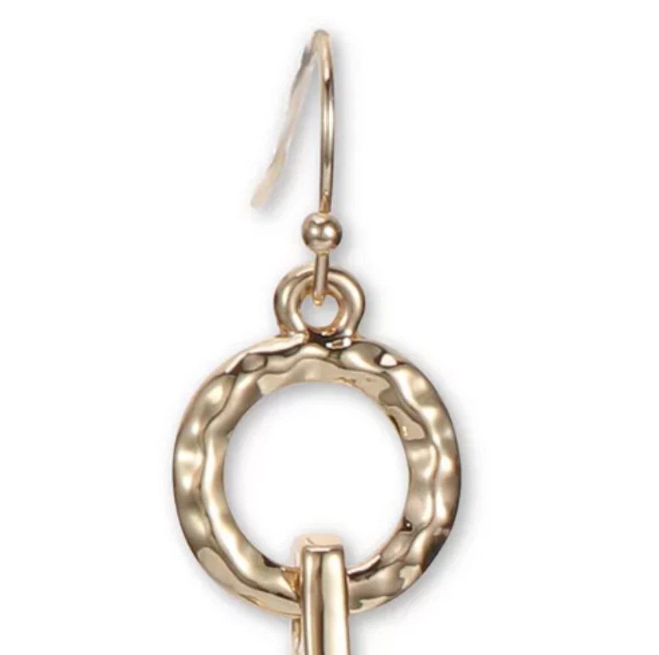 PENDIENTES MODERNOS ESTILO & CO ESLABÓN TEXTURIZADO TONO DORADO TRIPLE GOTA NUEVOS CON ETIQUETAS Foto 4 de 4