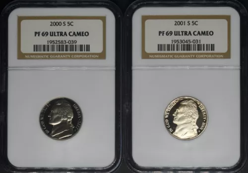 2000-S 2001-S Jefferson Nickel - NGC PF69 Ultra Cameo 2 Coin Lot - ✪COINGIANTS✪