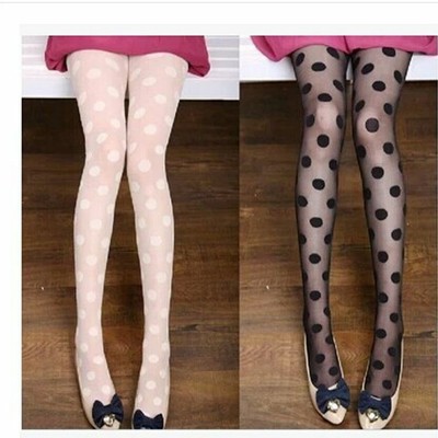 Women Sexy Black Polka Dots Tights 