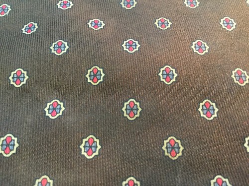 Vintage County Boys and Men's Shop Tie Necktie Brown Red Blue Silk Quadrafoil - Picture 7 of 7
