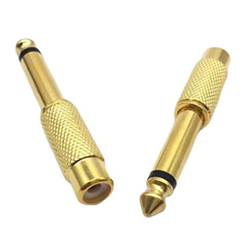 1Pc Gold Plated 6.35mm 1/4" Male Mono Plug to RCA Female Jack Audio Adap*jy - Picture 1 of 7