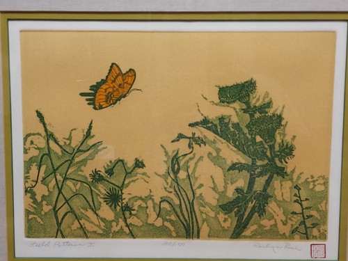 Roslyn Rose VTG Serigraph SIGNED ART, #20/150 Field Patterns I Butterfly Framed - Picture 2 of 10
