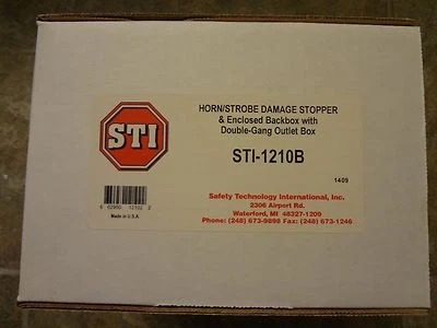 STI-1210B Horn/Strobe Damage Stopper & Enclosed Backbox w/Double-Gang Outlet Box