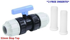 32mm Blue MDPE Water Pipe Stopcock Stop Cock Tap Water Main Switch Ball Type