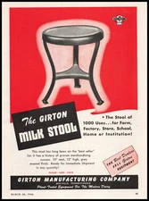 1946 Girton Mfg Co Millville Pennsylvania The Girton Milk Stool Vintage Print Ad