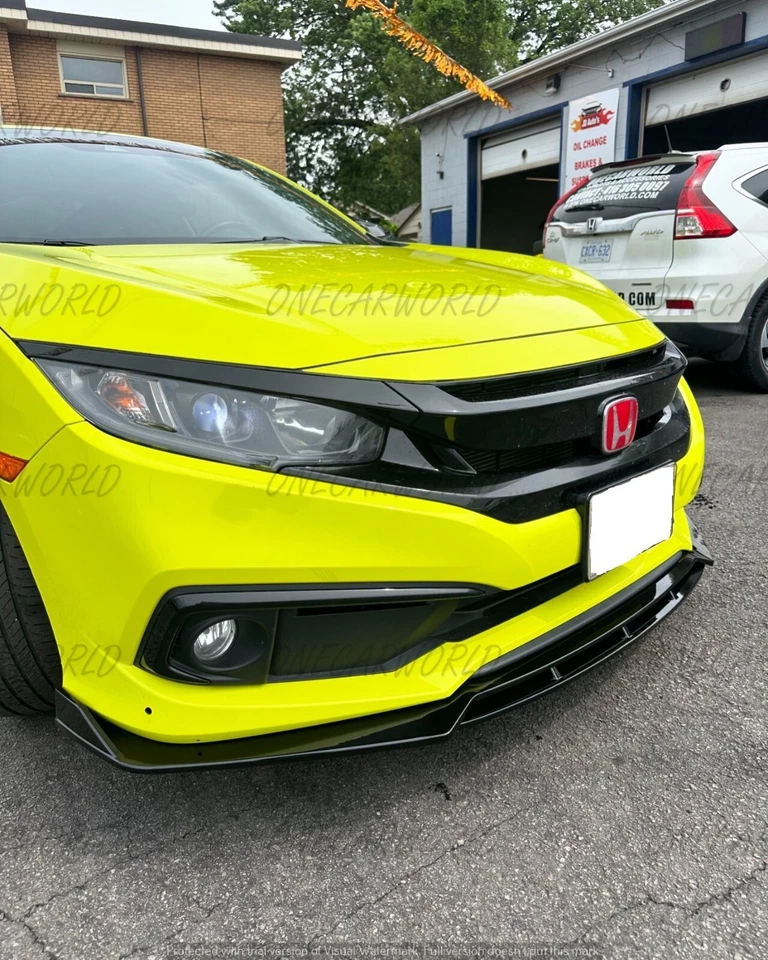 Honda Civic 10th Gen 2016-2020 One Piece Double Layer Front Lip Glossy Black - Image 3 of 4