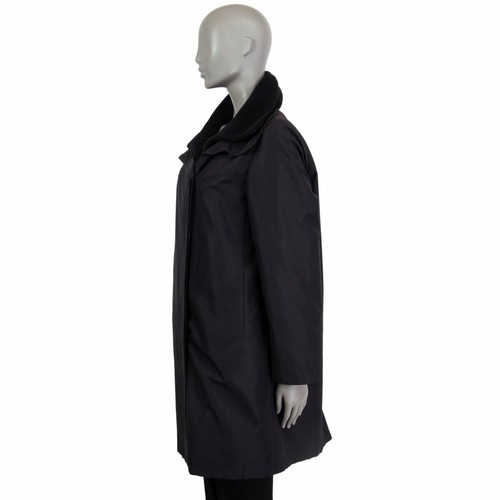62176 auth AKRIS black silk  & Angora DOUBLE LAYERED Coat Jacket 40 L - Picture 3 of 6