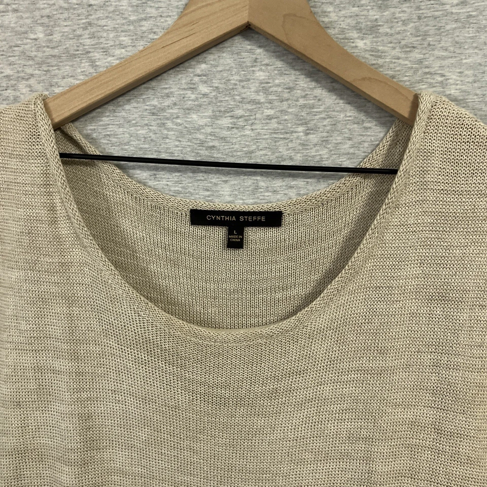 Cynthia Steffe Dress Womens Large Tan Tiered Ruffle Knit Flapper Sleeveless  - Image 4 of 4