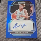 Panini 2022-23 Prizm Draft Picks Brady Manek Tar Heels Blue Prizm Auto RC