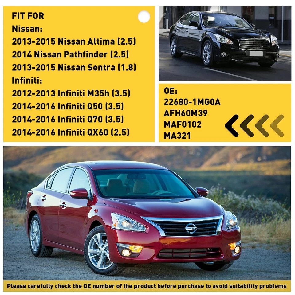 MAF Mass Air Flow Sensor Fit 2013-2015 Nissan Sentra 2013-2015 Nissan Altima Foto 2 de 4