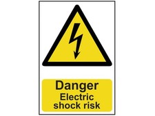 Image of Scan SCA0750 Danger Electric Shock Risk Sign - PVC 200 x 300mm