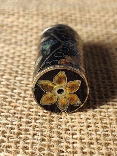 Ciondolo medaglione smalto cloisonne vintage ricordo portapillole profumo fiuto floreale - Foto 8 di 10
