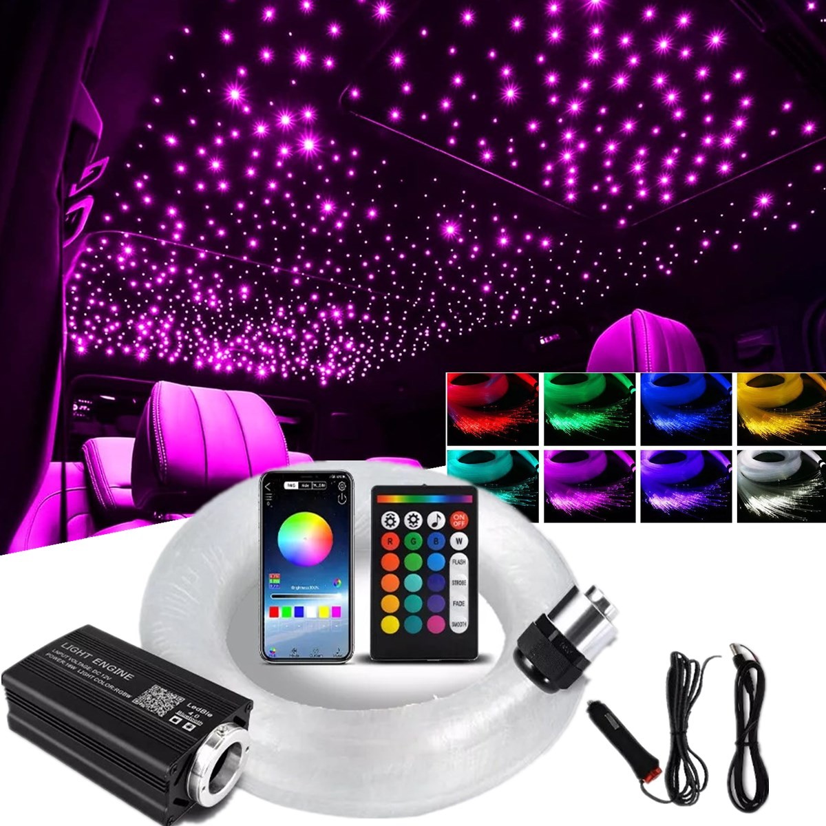 500PCS Fiber Optic Car Home Headliner Star Light Kit Roof Twinkle Ceiling Light