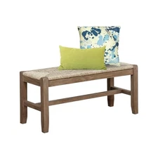  Newport 40" Wood Bench with Rush Seat Natural Storage Free