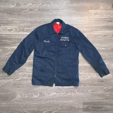 Vintage Topp Master Blue Chain Stitch Embroidered Lined Work Jacket Sz. M 40R