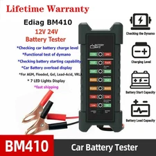ANCEL BM410 Car 7 Digital Battery Health Tester 12V & 24V Battery Load Analyzer