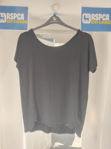 The White Company Black ShortSleeve Blouse Wideneck Top UK 10 Bnwt