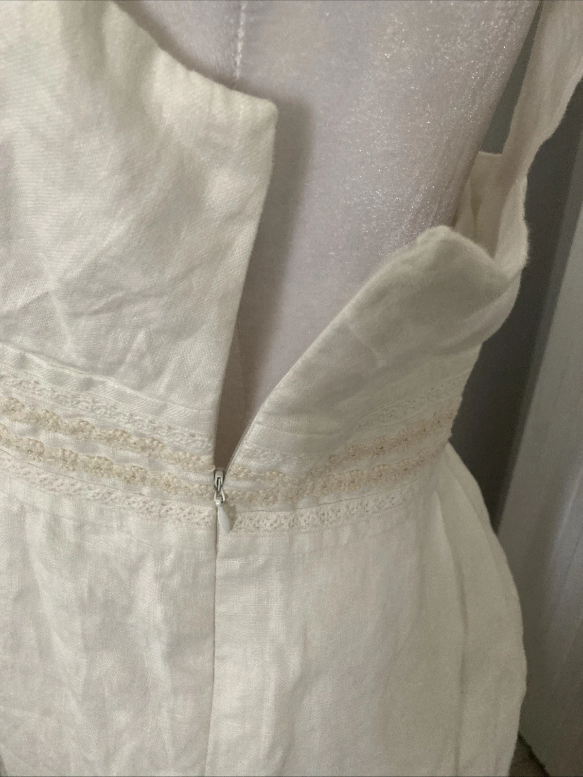 OFF WHITE Abito smanicato in lino bianco sporco Sundance taglia P 12 foderato