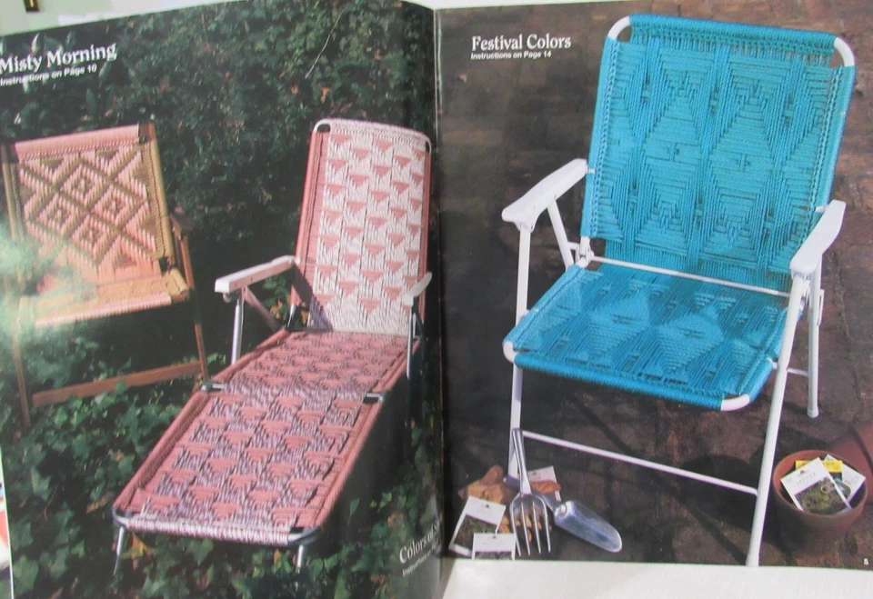 Plaid MACRAME CHAIRS Instruction Pattern Book 8700 12 Designs Patio Folding - Image 4 of 4