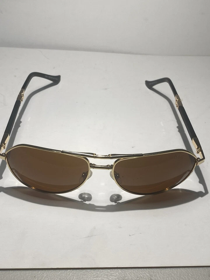 Gafas de sol D&G doradas de aviador con lentes marrones unisex plegables hechas en Italia Foto 4 de 4