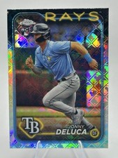 Jonny Deluca Rookie RC 2024 Topps Chrome Logofractor Card #163 Tampa Bay Rays. rookie card picture