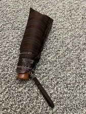 CELINE Folding Umbrella Brown Stripe Lace Genuine Authentic Vintage Ready