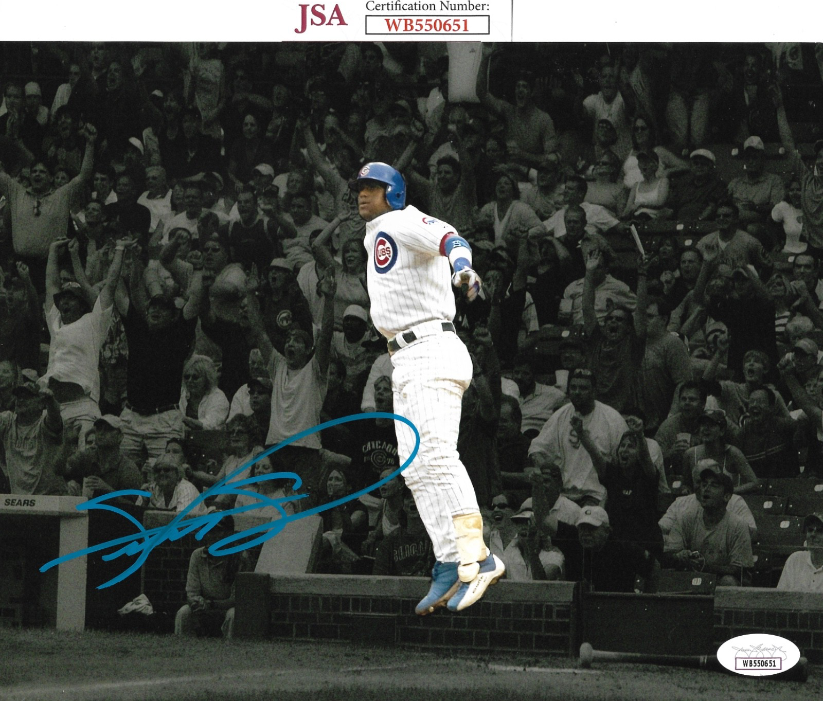 Sammy Sosa Autographed Signed Chicago Cubs () 8x10 photo w/COA JSA WB550651 PROOF 