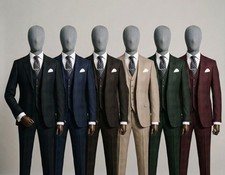 Men's Plaid 3 Piece Suit Modern Fit Two Button Checked Casual Tailored Bespoke