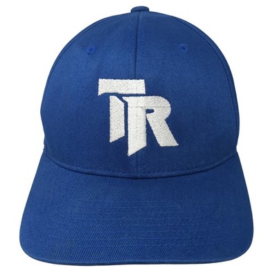 TR Fitted Baseball Cap Blue M Embroidered Vented Holes 6 Panel Flexfit Yupoong