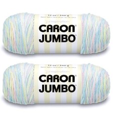 2 Pack Jumbo Prints Yarn, Baby Rainbow, 340g, 4 Medium Worsted, 595 Yards