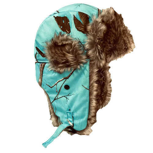 Realtree Hot Shot Blue Camo 3M Insulated Trapper Bomber Winter Hat Size M - Picture 1 of 7