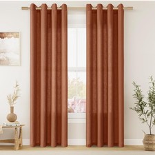 Terracotta Linen Curtains 84 Inch Length 2 Panels Set for Living Dining Room...