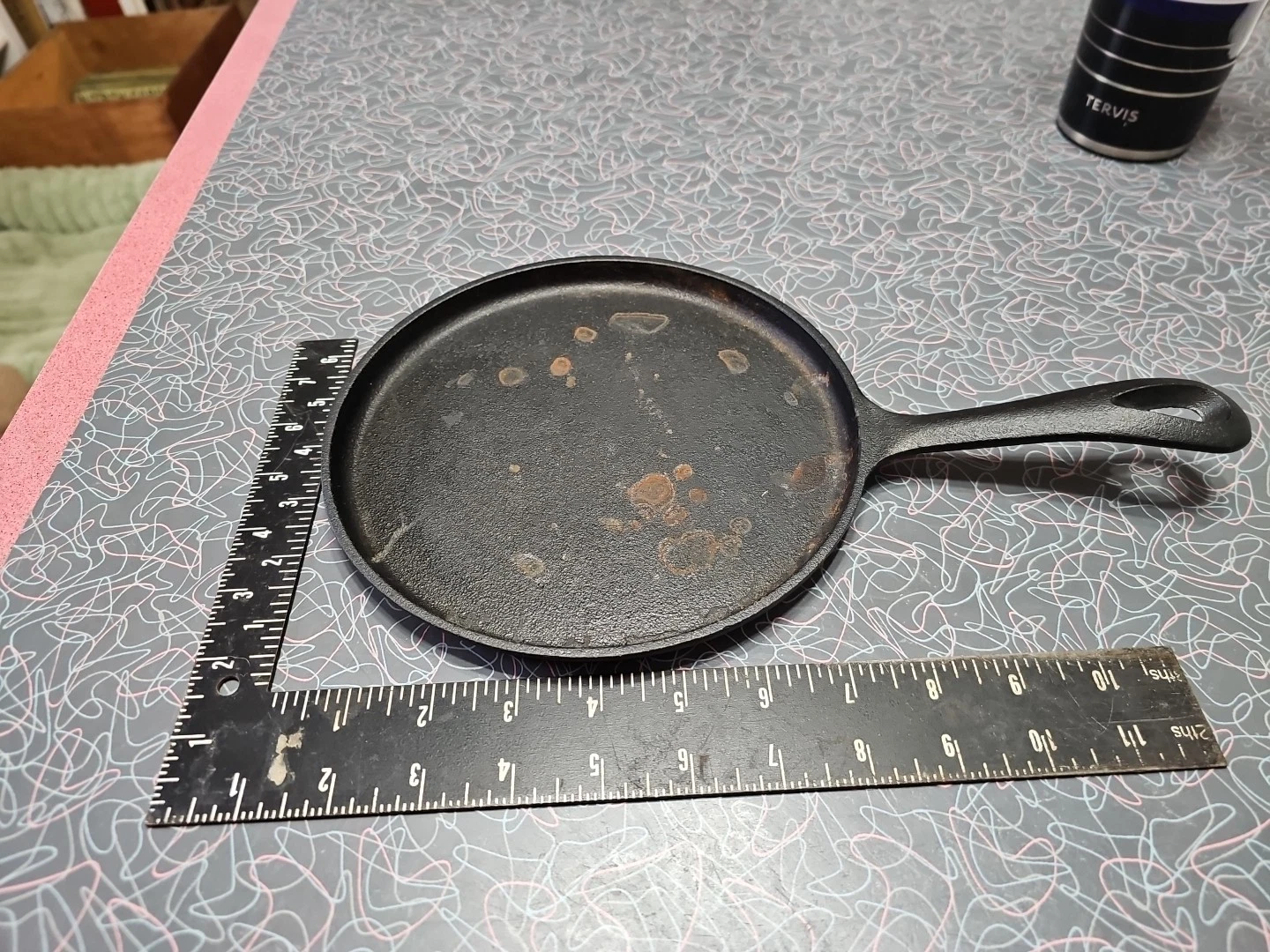 Cast Iron Shallow Skillet Griddle 8" Sits Flat 8 Inch Unmarked