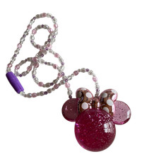 Disney Minnie Mouse Light Pendant Glowing Necklace Used, Red Blue Lights