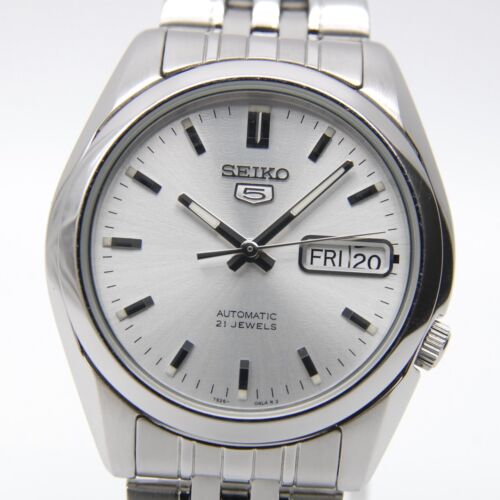 【 Near MINT+ 】 SEIKO 5 7S26-01V0 Silver Dial 36mm Day/Date Automatic Men's Watch