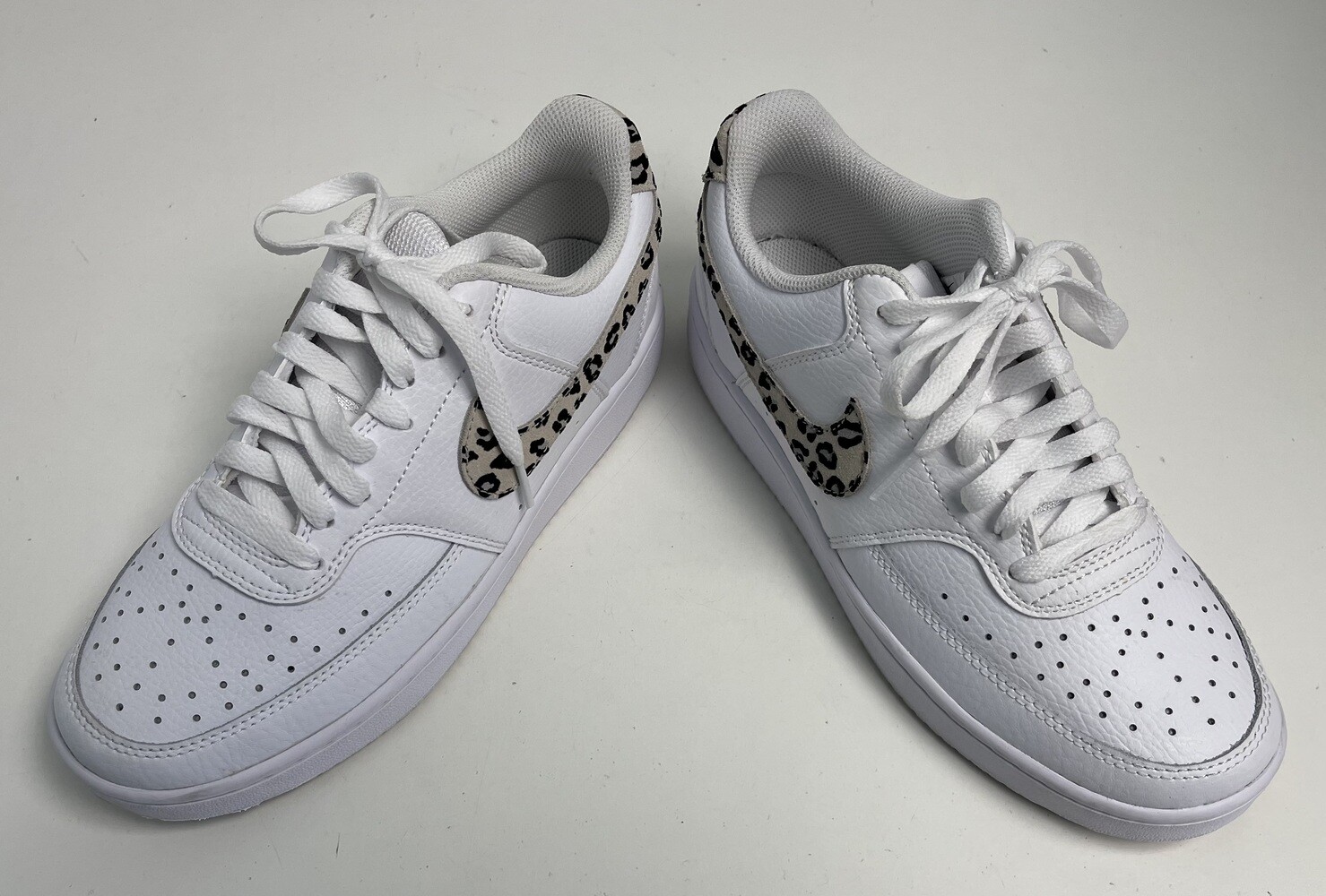 Nike Court Vision Low Leopard Swoosh White (Women's) Gem