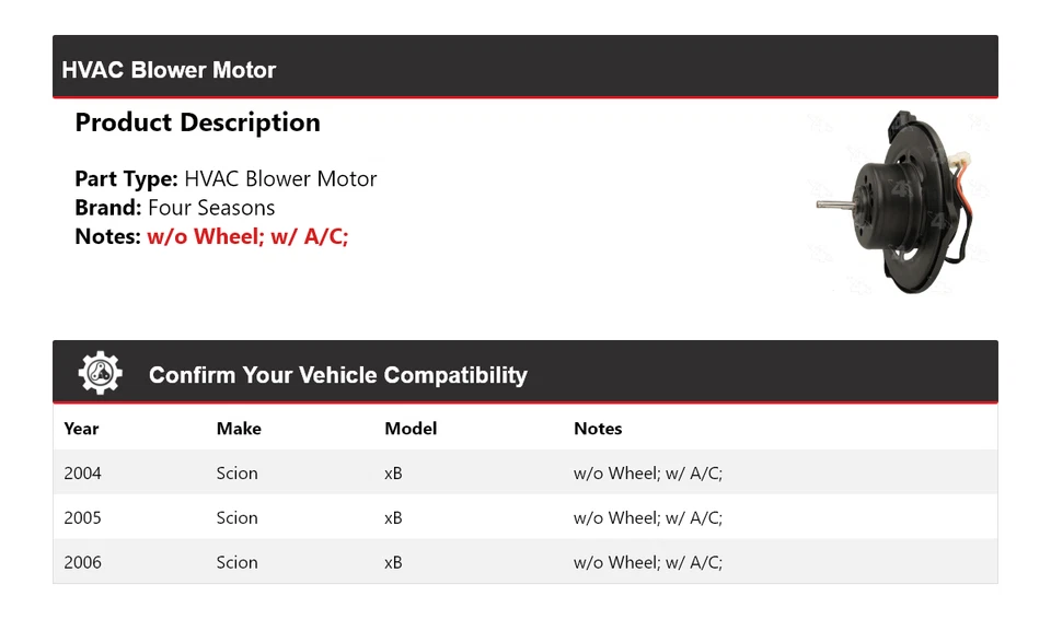 适用于 2004 - 2006 Scion xB HVAC 吹风机电机 2005 年 4 季 — 第 2/4 张图片