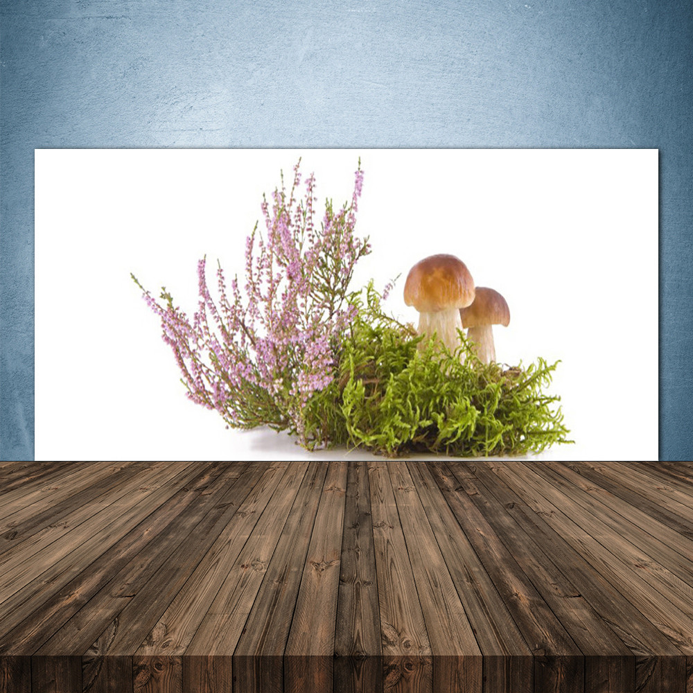 Crédence en verre floral champignons pour illuminer votre cuisine de 140x70cm
