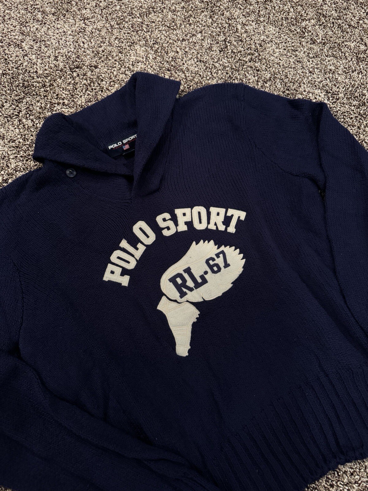 90s POLO SPORT cotton sweater XXL y2k 赤黒 90s POLO SPORT cotton sweater XXL y2k 赤黒