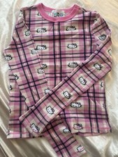 RARE Hello Kitty Pink Thermal Pj Set 100 Cotton