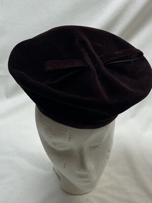 Vintage Mid-Century Suzy Lee Brown Velvet Beret Hat – Margaret\'s Lubbock TX Beret Everyday 1950s Vintage Hats for Women for sale | eBay main image 2