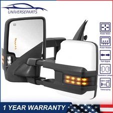 Set*2 White Power Heated LED Signal Tow Mirrors For 99-2002 Chevy GMC 1500-3500
