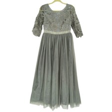 Ibion Castle Women’s Lace Top Short Sleeve Gray Gown/Dress Size S