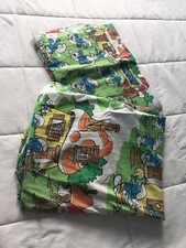 Smurf Village Sheet Set By Lawtex. Twin Bed Fitted Flat Vintage 1980 s Peyo