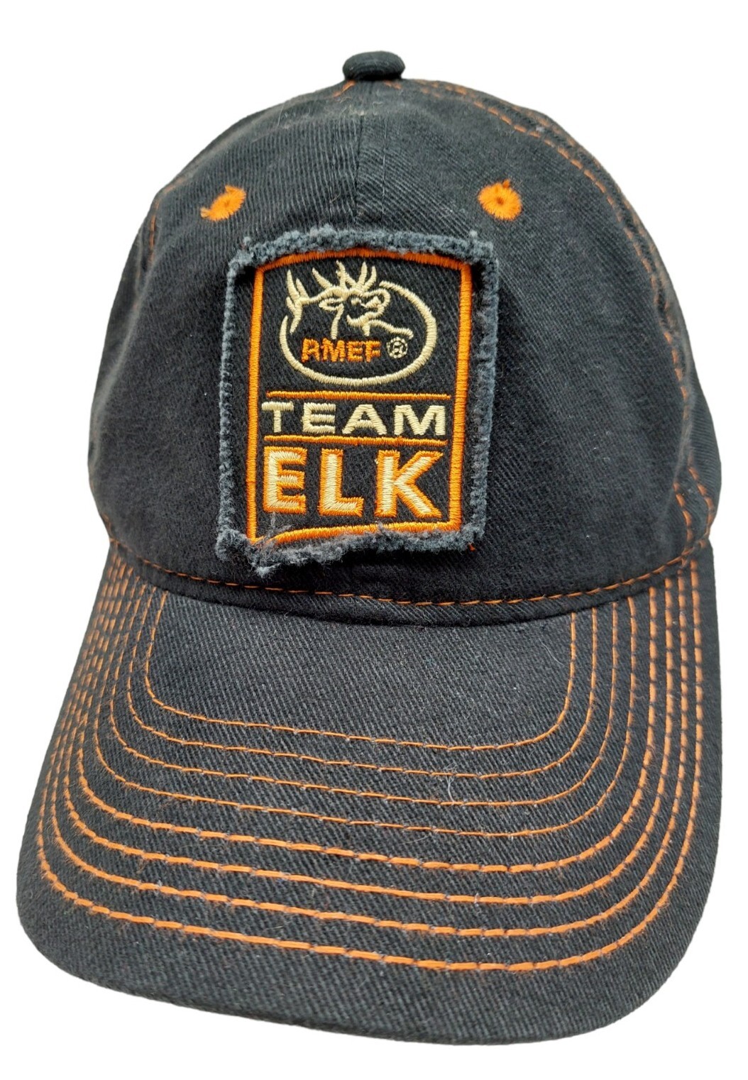 RMEF Team Elk Baseball Hat Cap Lid Black Orange Strapback