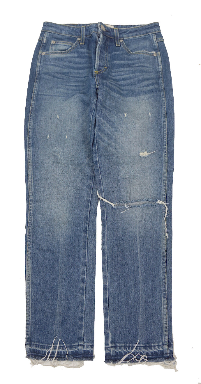Women's AMO Blue Denim Babe Dive Bar Destroy Slim Straight High Rise